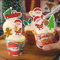 56 pièces de papier wafer de Noël, dessins animés, Père Noël, bonhomme de neige collant, papier de riz, qualité alimentaire, décoration de desserts pour la pâtisserie