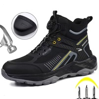 Zapatos de seguridad para hombre, botas de trabajo de caña alta, con puntera de acero, antiaplastamiento, antipinchazos, botas de trabajo indestructibles para hombre
