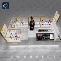 Weißgold Parfüm Store Vitrine Edelstahl Rahmen abschließbare Glas Vitrine Einzelhandel Duft Counter Möbel Design