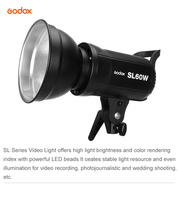 Lampe vidéo LED Godox SL60 60W 5600K lumière du jour avec monture Bowens pour YouTube TikTok