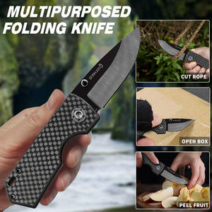 Navaja Plegable Ligera de Fibra de Carbono de 5.2'' con Hoja de Cerámica Negra Pulida de 2'' para Uso Diario, con Anillo para el Pulgar Ambidiestro - Product Image 5