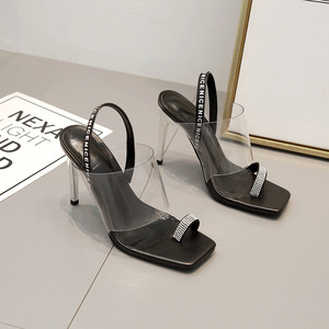 Css81 del pvc di modo della cinghia di alta <span class=keywords><strong>tacco</strong></span> <span class=keywords><strong>sandali</strong></span> sexy di nuovo disegno posteriore cinghia tacchi sottili - Product Image 3