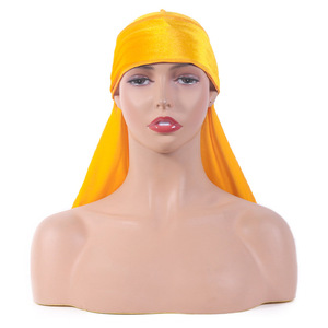 Logotipo personalizado diseñador Durags Para Homens hombre cola larga bolsillo cuadrados terciopelo Durags para hombres - Product Image 2