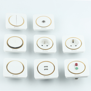 Enchufe de Pared Schuko Europeo, Panel Blanco con Detalles Dorados, Estándar Alemán, Tomacorriente de Pared de 10A para Instalación Eléctrica en Hoteles y Hogares - Product Image 6