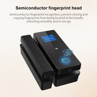Serrure de porte en verre numérique intelligente avec application Tuya |   Télécommande par empreinte digitale avec stockage cloud |   Bloc d'alimentation d'urgence double en alliage d'aluminium Type-C