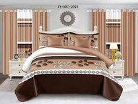 Ensemble de literie de luxe 8 pièces pour lit king size avec rideaux assortis imprimés, ensemble complet de literie
