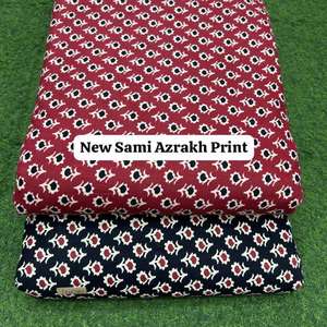 Premium Sami Azrakh Print Cotton Fabric Classic Indian Ethnic Design Lightweight Comfortable Cloth <b>for</b> Kurti Saree and Craft - Product Image 1