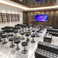 Table et chaise de bar modernes noires en acier inoxydable pour la maison, le salon, la discothèque, le centre commercial ou le bar.
