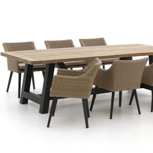 Mesa de jardín de teca sólida de fábrica, sillas de Banco de cena, conjunto de patio de madera de aluminio, muebles de terraza al aire libre