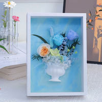 Boîte à ombre carrée pour rose éternelle 3D, arrangement floral, thèmes multicolores, décoration intérieure, Fête des Mères, Saint-Valentin