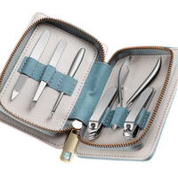 WELLFLYER Ensemble de manucure en acier inoxydable MS-896 de qualité supérieure, 6 pièces, cadeau durable, coupe-ongles, pince à cuticules, kit de soins de beauté