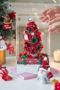 Árbol <span class=keywords><strong>de</strong></span> <span class=keywords><strong>Navidad</strong></span> <span class=keywords><strong>de</strong></span> Flores Preservadas en Caja <span class=keywords><strong>de</strong></span> Acrílico, Hortensias y Rosas Preservadas para Bodas, Decoración Navideña - Product Image 2