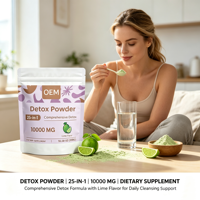 Poudre Détox Marque Blanche OEM 300g 10.58 oz Saveur Citron Vert Complément Alimentaire Fourniture en Gros Marque Personnalisée