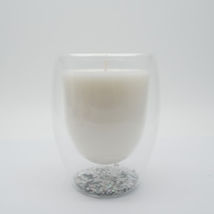 Bougie artisanale en verre double couche de la série Noël avec paillettes en forme de petites étoiles pour la décoration de Noël et de la maison - Product Image 5