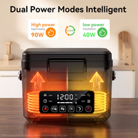 Boîte à lunch électrique auto-chauffante rechargeable avec écran LED intelligent, alimentée par batterie, chauffe-plat portable