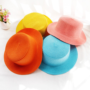 Chapeau de soleil de couleur unie pour femmes, casquette de Style coréen, chapeau de paille à la mode, casquettes de voyage de plage de mer, nouvelle collection été <span class=keywords><strong>2022</strong></span> - Product Image 2