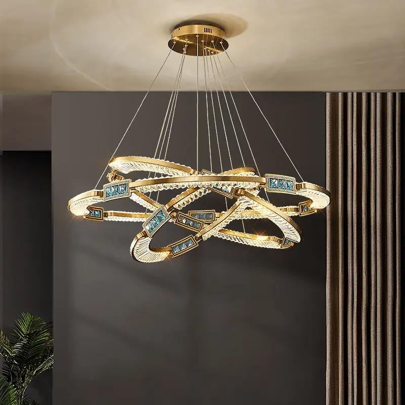 Dengjiqianyu — lustre suspendu en cristal, design post-moderne, éclairage d'intérieur, produit de luxe, éclairage d'ambiance, luminaire décoratif de plafond, idéal pour une villa