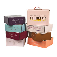 Boîtes d'emballage pour cosmétiques et bijoux portables, boîtes cadeaux personnalisées, boîtes d'expédition en carton ondulé durable mat/vernies avec poignée