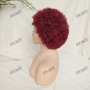 Perruque KEMY HAIR 99J Afro Kinky Curly Brésilienne 100% <span class=keywords><strong>Cheveux</strong></span> Humains Vierges <span class=keywords><strong>Courte</strong></span> <span class=keywords><strong>pour</strong></span> <span class=keywords><strong>Coupe</strong></span> Pixie Dentelle Transparente Noire <span class=keywords><strong>pour</strong></span> Femmes - Product Image 2