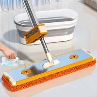 Ensemble serpillière et seau en microfibre antibactérienne durable, essorage rapide, manche en acier, grande capacité pour la maison et le bureau