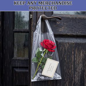 Sacs à suspendre à la porte 6x12 pouces en plastique transparent avec poignée ondulée pour activités promotionnelles - Product Image 6
