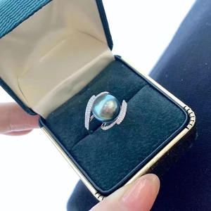 S925 Silver DIY Pearl Accessory 11-13mm Round Flat 1789 Empty Holder for Diamond Rings <b>Concealer</b> Silver Ring Holder - Product Image 4