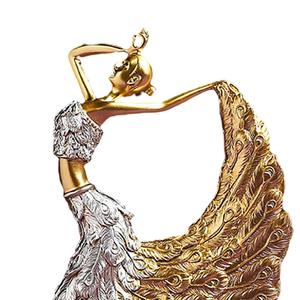 Oro pavone ballerino figurina elegante danza scultura in resina artigianale per la decorazione della casa - Product Image 5