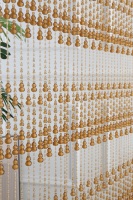 Paravent décoratif élégant en acrylique ambré en forme de gourde, avec perles, porte-bonheur, pour séparation de pièce ou de porte d'entrée