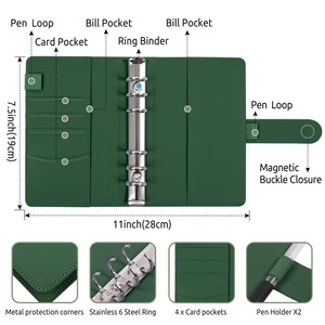 Portafoglio in Pelle con 6 Anelli A6, Buste per Contanti, Pianificatore di Budget Personalizzato, Libro per Risparmiare Denaro per Donne - Product Image 4
