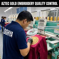 Ensemble de sweats à capuche en coton 450 GSM avec broderie aztèque color block pour hommes, personnalisable OEM, rouge cramoisi et or, style streetwear mexicain, ensemble assorti, MOQ50