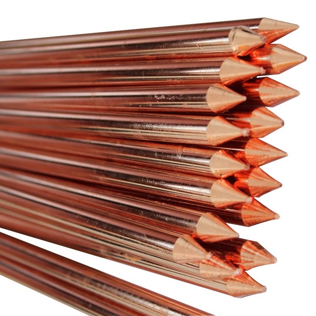 REFINE New Customized Threaded Pointed Head16mm Diameter Copper Clad Steel Earthing Rod Pure Copper Grounding Rod