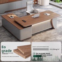 Bureau de direction en PVC en forme de L, style moderne et simple, pour superviseur ou manager, avec chaise, combinaison luxe léger