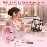 Auriculares Inalámbricos Qualcomm con Micrófono Certificados por la CE para Teléfono de Trabajo, Color Rosa y Negro, Auriculares Bluetooth V5.0 para Teléfonos Celulares