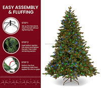 Arbre de Noël artificiel pré-éclairé vert à charnière de 7 pieds 210 cm avec 800 lumières LED multicolores pour la décoration