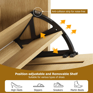 <span class=keywords><strong>Porte</strong></span> rabattable couloir entrée meubles en rotin autoportant moderne étagères à chaussures en bois - Product Image 6