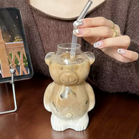 Verre à haute teneur en borosilicate soufflé à la main en forme d'ours nouveau design tasses à jus en verre verres mignons