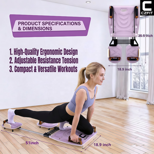 Tabla de <span class=keywords><strong>Pilates</strong></span> Plegable Todo en Uno para Gimnasio en Casa, Máquina Portátil de Entrenamiento de Fuerza del Core <span class=keywords><strong>con</strong></span> <span class=keywords><strong>Bandas</strong></span> de Resistencia - Product Image 4