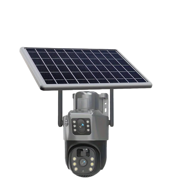 V380Pro 6MP Solar Powered 4K 4G Sim Dual Lens Outdoor PTZ Wireless Network Camera PIR Detect Two-Way Audio for Security