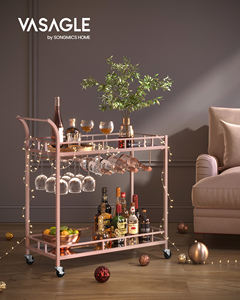 <span class=keywords><strong>VASAGLE</strong></span> Chariot <span class=keywords><strong>de</strong></span> Service d'Hôtel, <span class=keywords><strong>de</strong></span> Restaurant et <span class=keywords><strong>de</strong></span> Maison avec Plateau en Verre Rose, <span class=keywords><strong>Desserte</strong></span> <span class=keywords><strong>de</strong></span> <span class=keywords><strong>Cuisine</strong></span>, Chariot <span class=keywords><strong>de</strong></span> Bar en Métal et Verre - Product Image 2