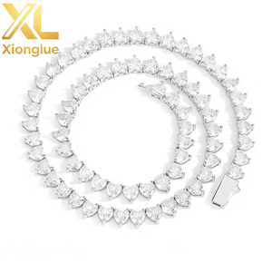 New Style Hiphop Jewelry 18K Gold Plated <b>Iced</b> <b>Out</b> Tennis <b>Chain</b> Heart Shape Cubic Zirconia Tennis <b>Chain</b> Necklace for Women - Product Image 5