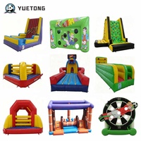 Yuetong Jeux de Carnaval Gonflables Combo 4 en 1 : Basketball, Tic Tac Toe, Lancer de Crayons, Lancer de Taureau, pour Aire de Jeux Extérieure et Fêtes d'Enfants