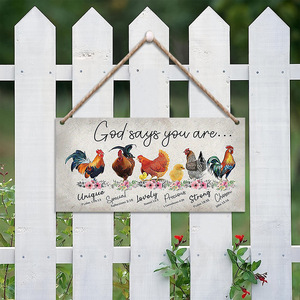 Adornos colgantes de madera para pared exterior, etiquetas decorativas de madera estilo granja, letreros con diseño de gallo. - Product Image 2