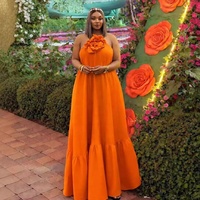 Nouvelle Robe de Soirée Élégante 2026 pour Femme, Sans Manches, Couleur Unie, Motifs Floraux 3D, Idéale pour Banquets et Été K1296