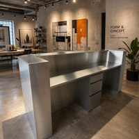 Comptoir de réception moderne en acier inoxydable 304 avec tiroirs de rangement pour bureau créatif ou studio d'art
