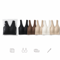 Soutien-gorge sans couture sans armatures 3/4 avec dos en U et bretelles réglables en dentelle pour femme, doublure polaire chaude, bande de gel pour un maintien doux et un confort thermique