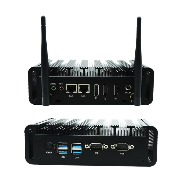 Celeron J6412 Fanless Industrial Mini PC 2xLan 2xRs232 COM Win10 Linux N150 Home Office Mini Computer HD DP Three 4K Display
