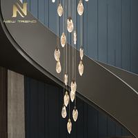 Lustre LED personnalisé en verre et cristal d'alabastro pour décoration intérieure, idéal pour villa, hall d'hôtel et escalier