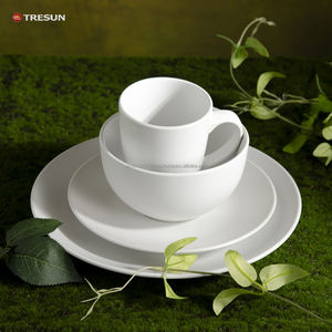 Service de table de mariage classique en grès TRESUN, 16 pièces, beige mat, assiettes et tasses, passe au lave-vaisselle, au micro-ondes et au congélateur - Product Image 2