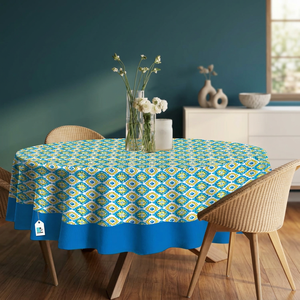 Elegant Cotton <b>Round</b> <b>Tablecloth</b> 60 Inch Floral Woven Design Oilproof Waterproof for Home Dining and Party Decoration - Product Image 3