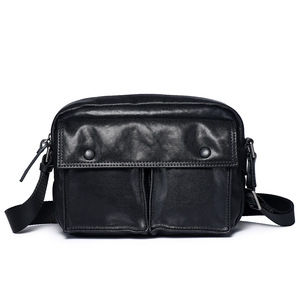 Genuine Leather Men's Messenger <b>Bag</b> <b>Small</b> <b>Black</b> Durable Crossbody <b>Bag</b> Everyday Outfits - Product Image 5
